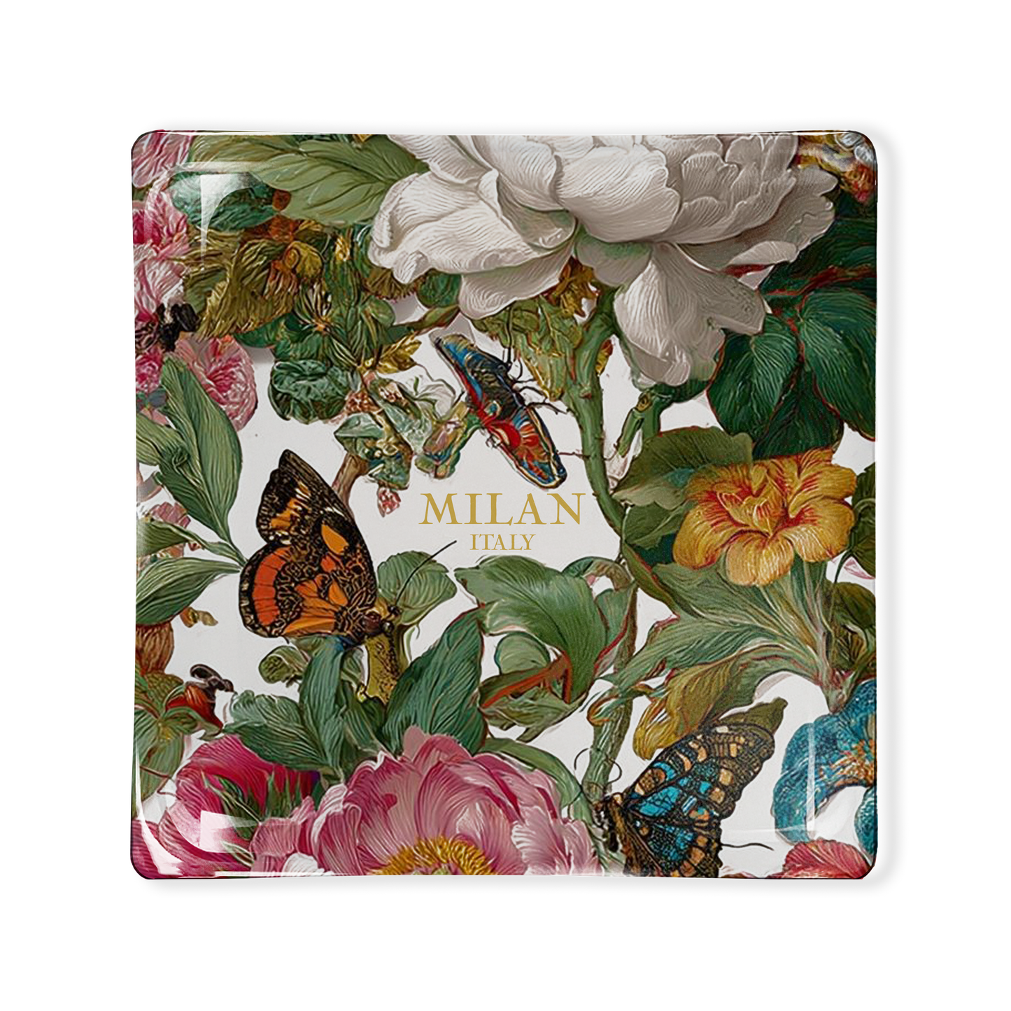 Toss Designs - Glass Tray- Butterflies Flora- Milan