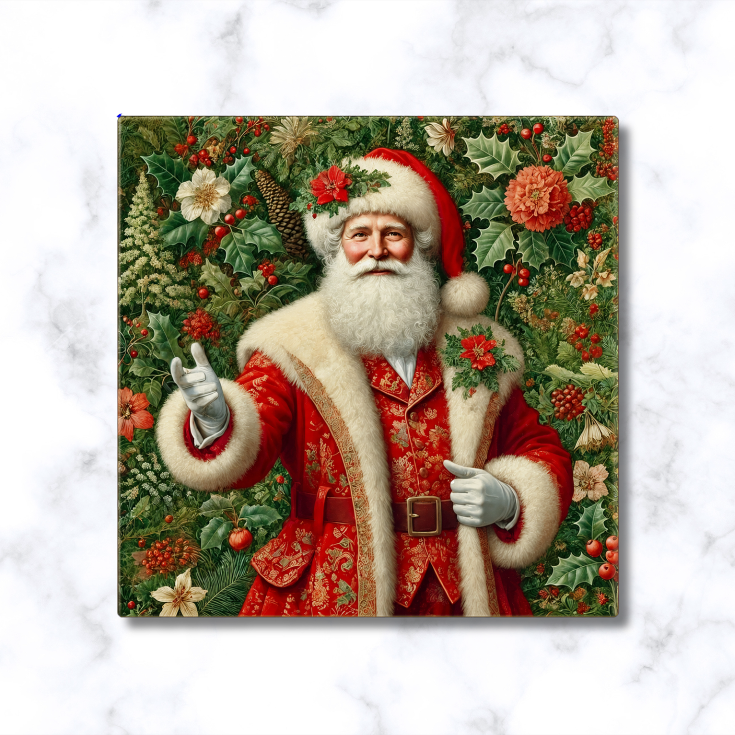 Highland Row William Morris Inspired Christmas Santa Ceramic Trivet