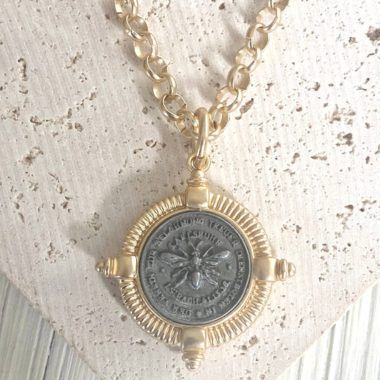 VB & Co. Bee Coin Necklace Matte