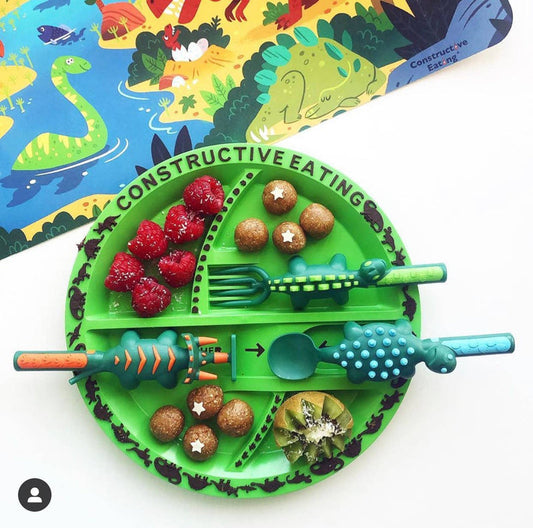 Constructive Eating Green Dino Plate