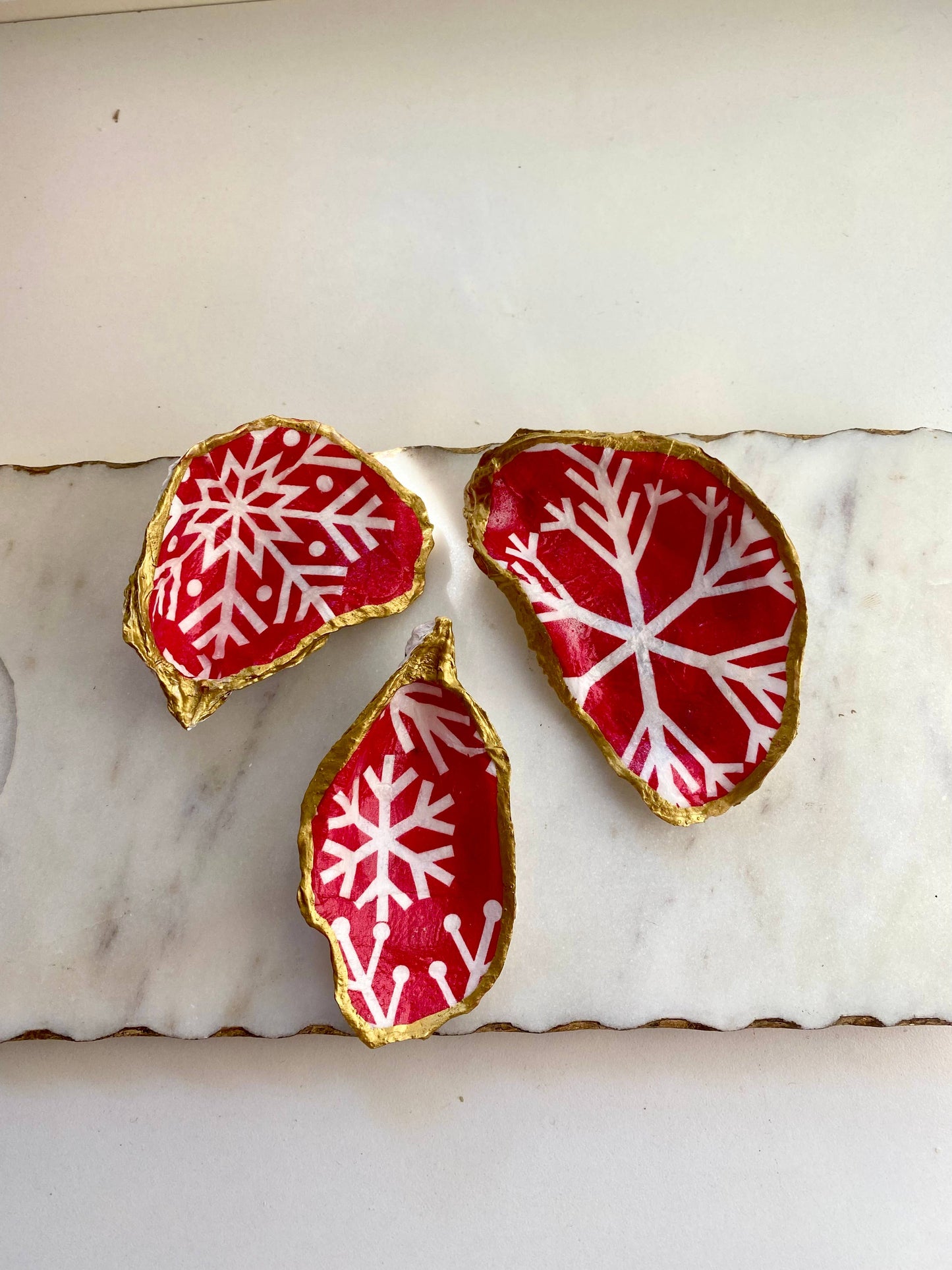 Del Mar Designs HOLIDAY Snowflake Oyster Shell Jewelry Dish