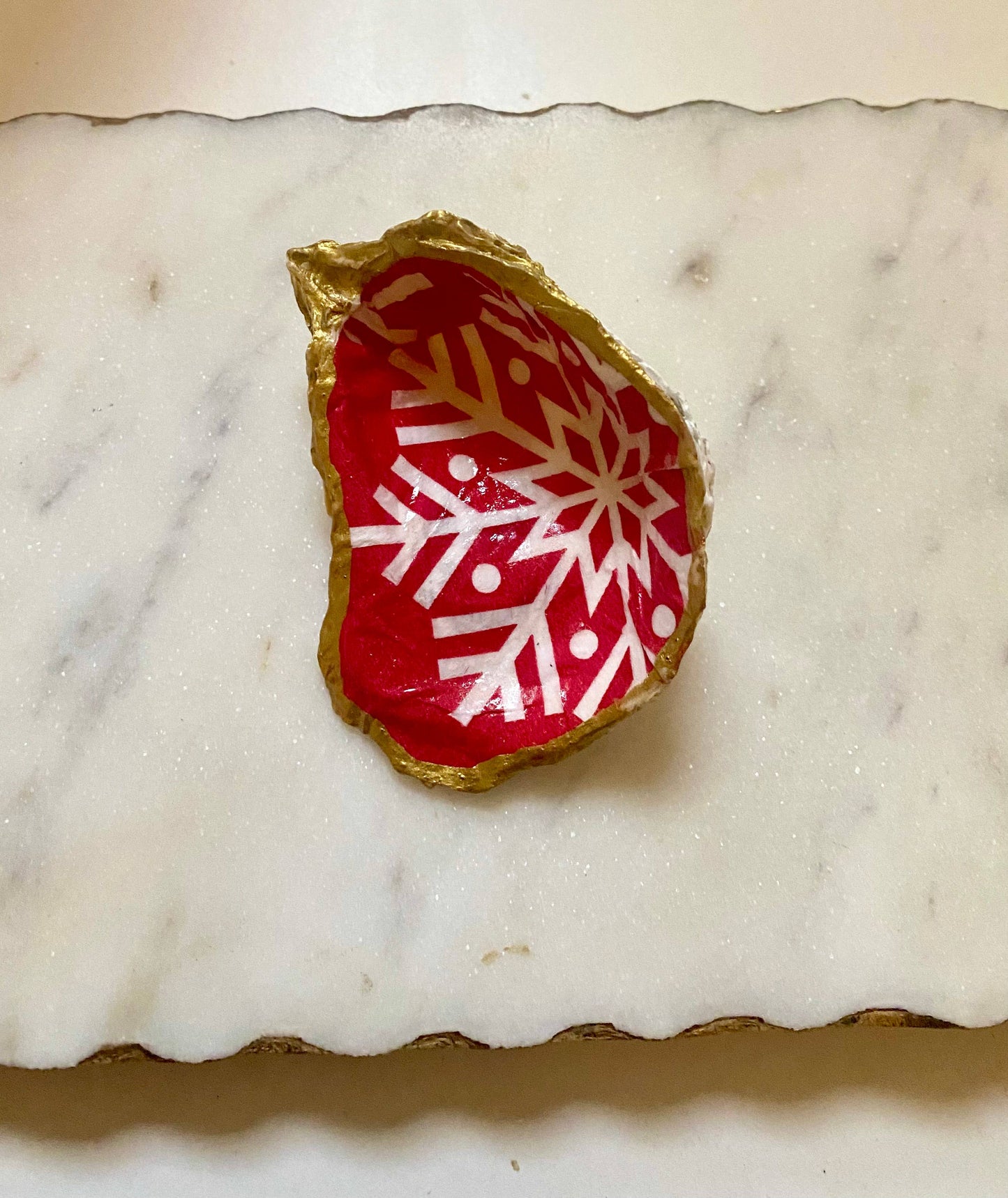 Del Mar Designs HOLIDAY Snowflake Oyster Shell Jewelry Dish