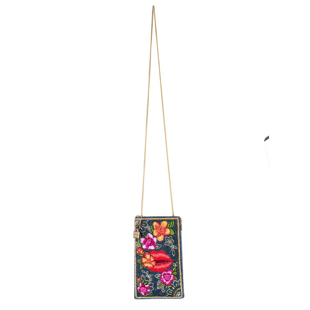 Mary Frances Lip Service Beaded-Embroidered Floral Crossbody Phone Bag