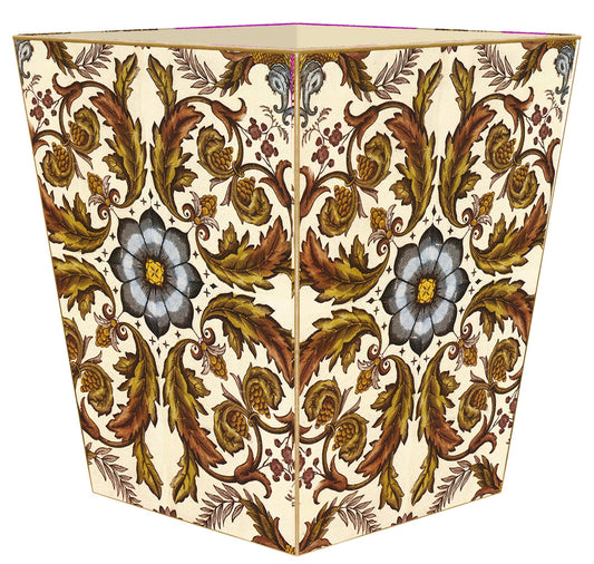 Marye-Kelley Autumn Scroll Wastebasket, Scalloped Top
