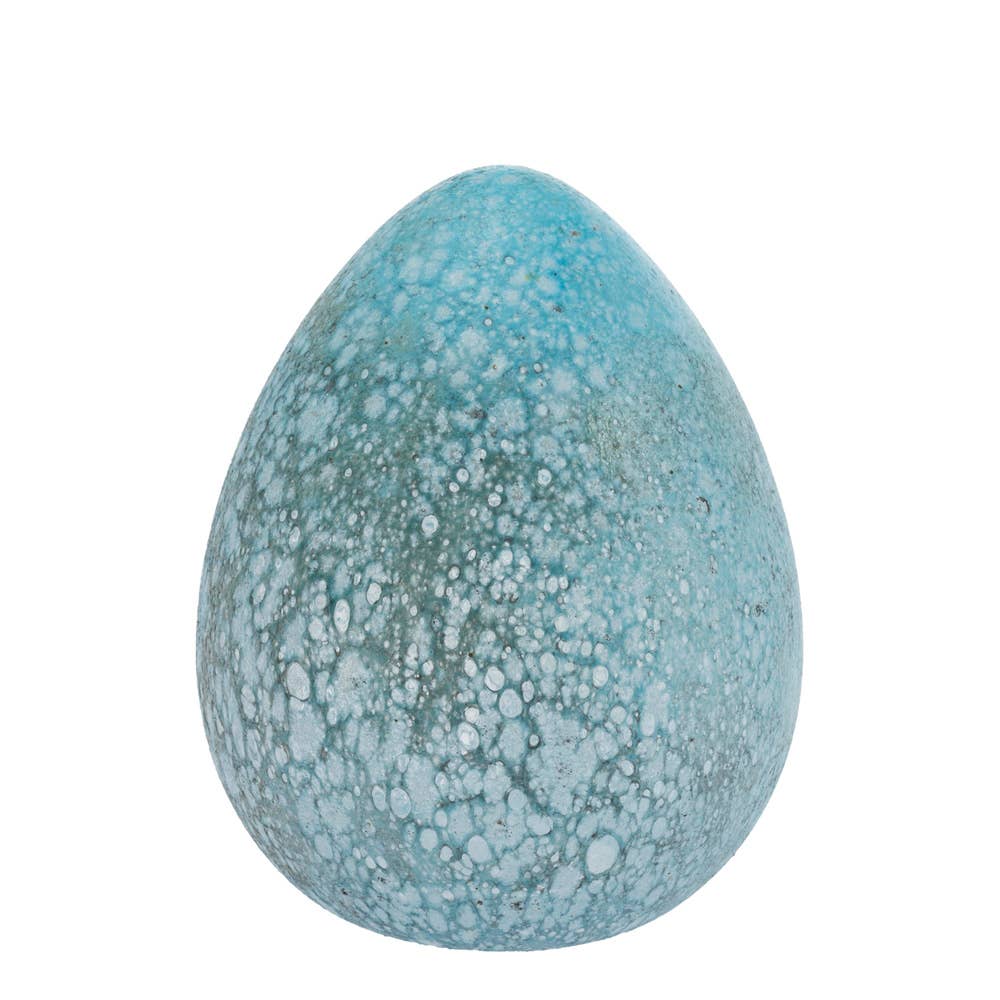 Boston International 4.5" Speckled Blue Glass Egg Easter