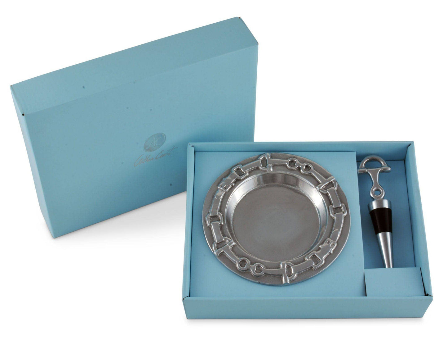 Arthur Court Equestrian Wine Coaster and Stopper Set