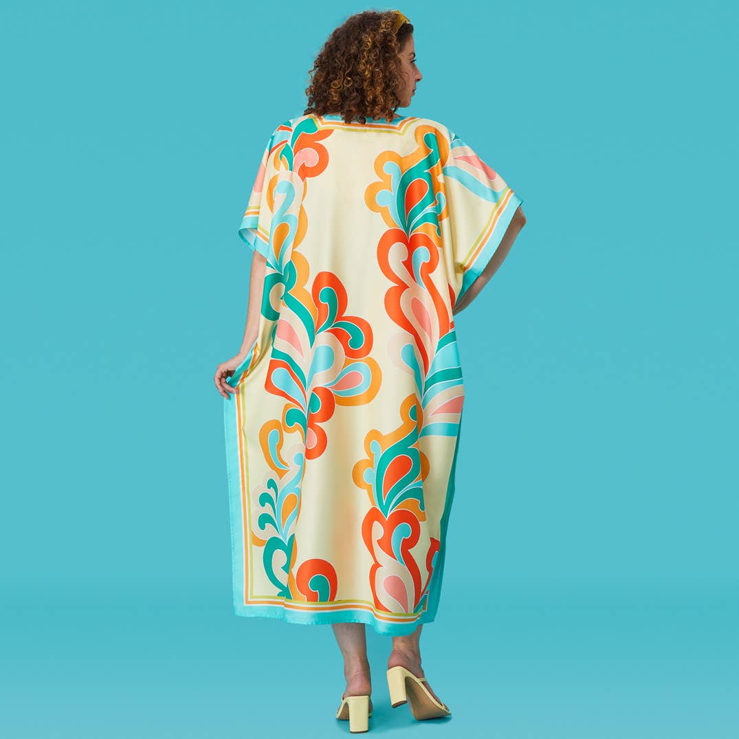 WerkShoppe Paisley Pop Caftan, Beach and Pool Coverup