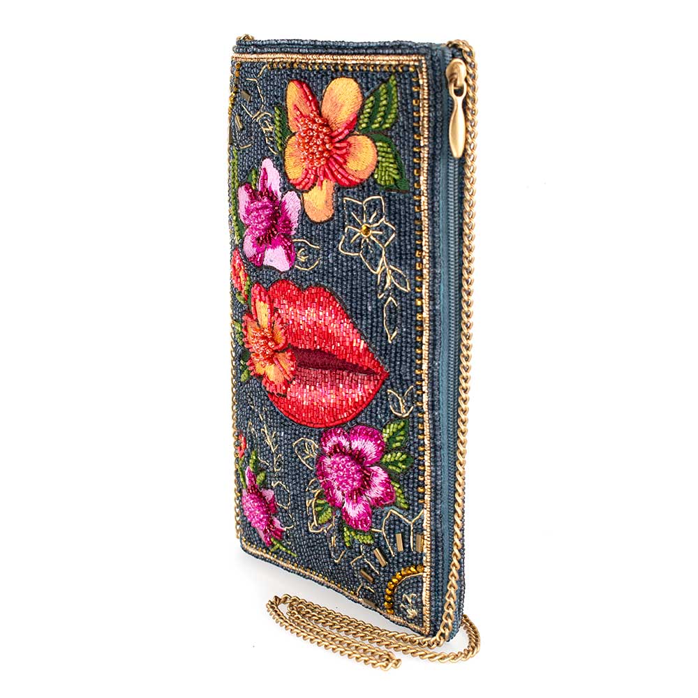 Mary Frances Lip Service Beaded-Embroidered Floral Crossbody Phone Bag
