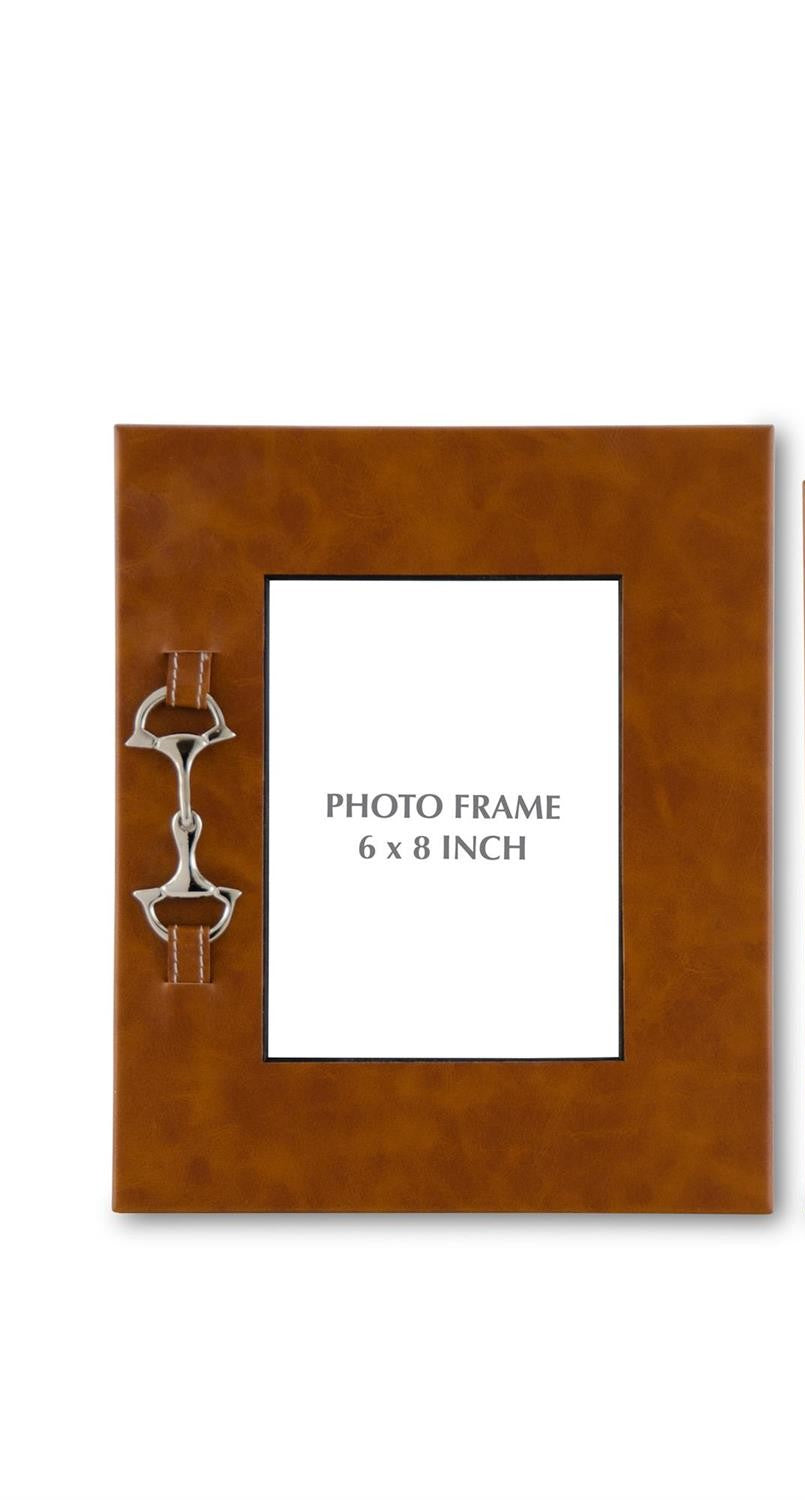 K&K Tan Leather Photo Frames with Silver Horse Bit