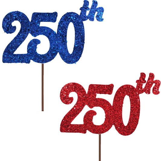 Round Top All Glitter America's 250th Birthday Red or Blue