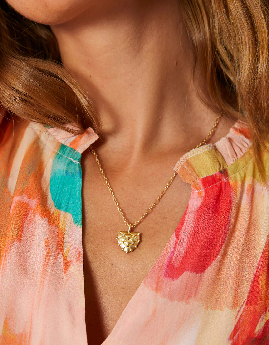 Spartina Heart Pillow Necklace 17” Gold