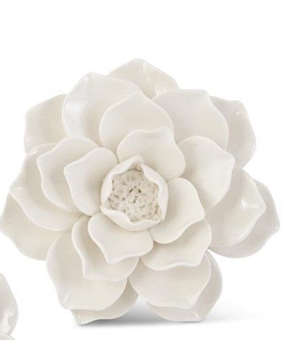 K&K Handcrafted Glossy White Wall Hanging Ceramic Flower