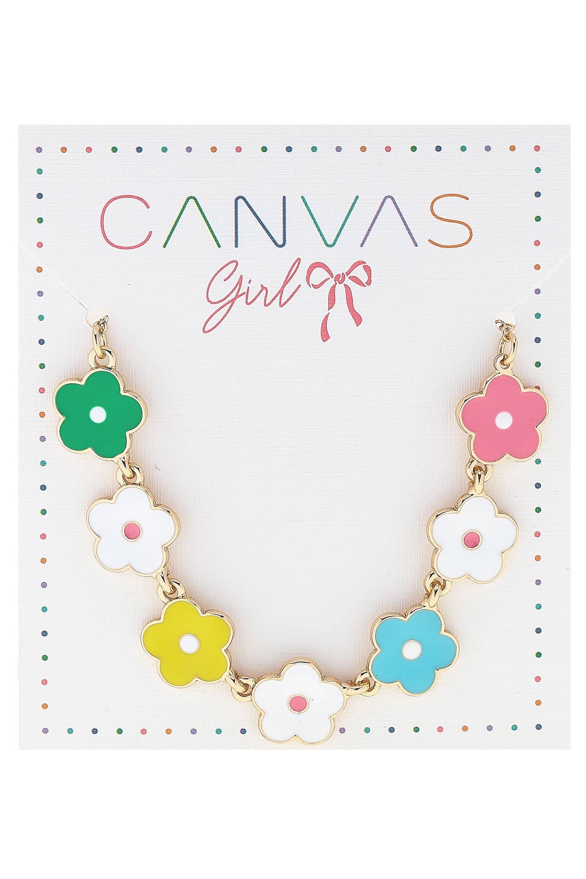 Canvas Style Pocket Full of Posies Enamel Flower Children's Necklace