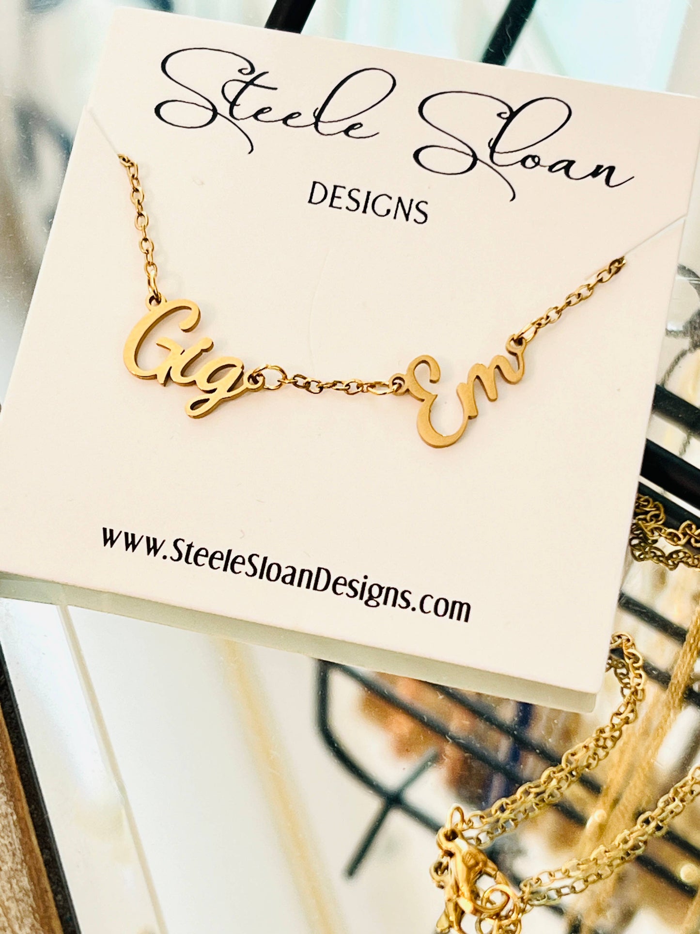 Steele Sloan Designs Gig Em Necklace for Texas Aggies Fans Texas A&M Gift