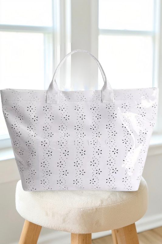 White Eyelet Vinyl TOTE BAG