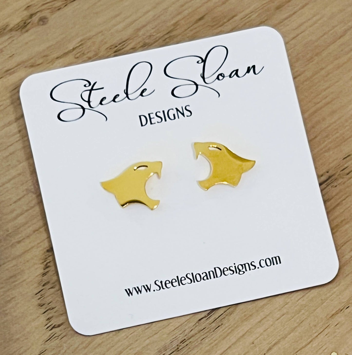 Steele Sloan Designs Go Cats! Wildcats Gold Stud Earrings