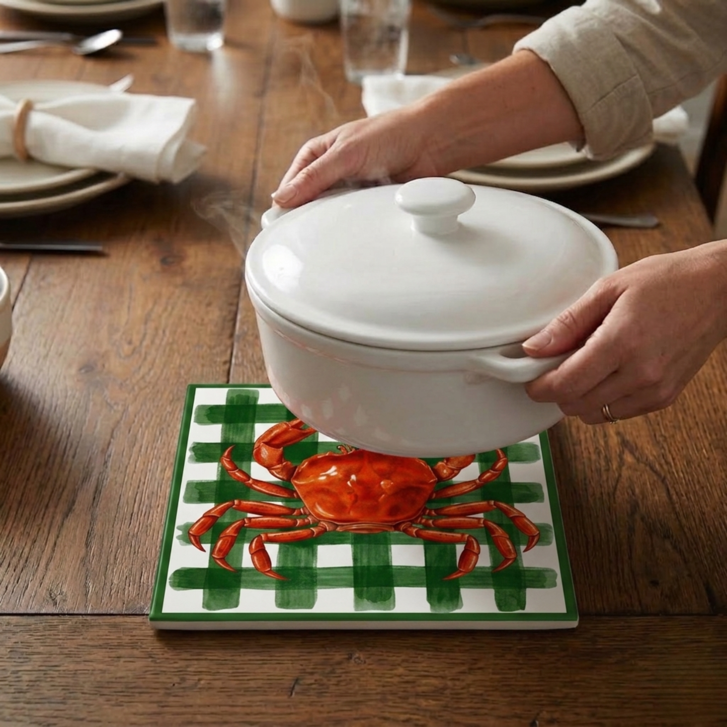 Highland Row Crab Ceramic Trivet | Coastal Kitchen Decor | Beach House