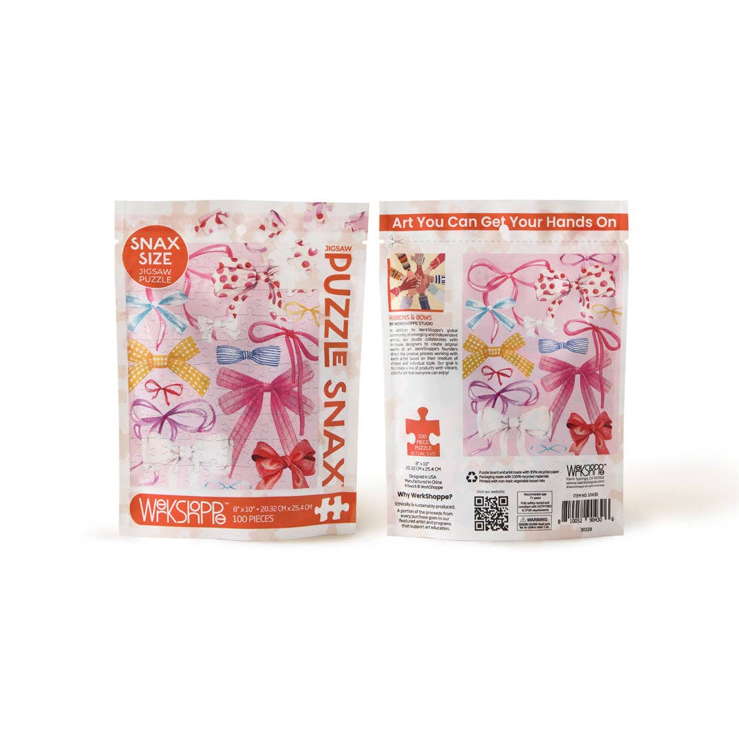 WerkShoppe Ribbons & Bows 100 Piece Puzzle Snax | Valentine's Day