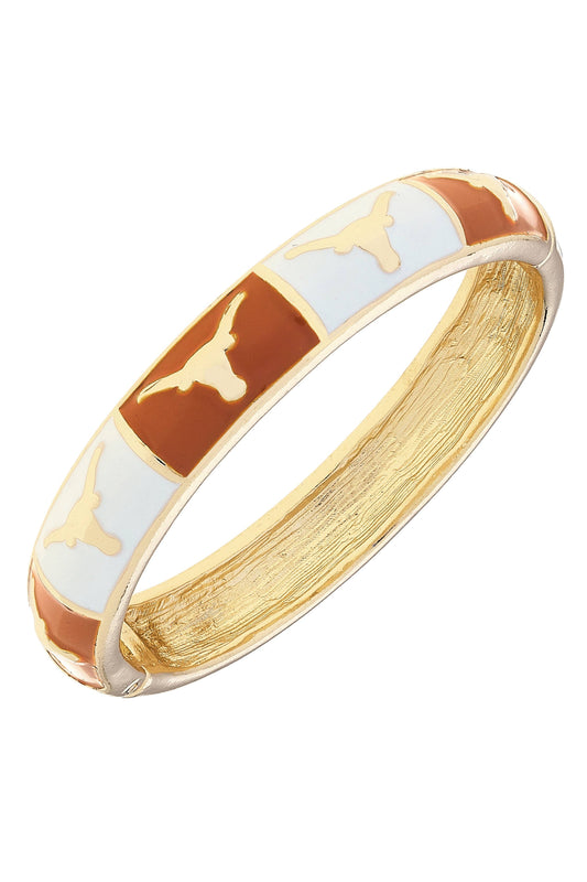 Canvas Style Texas Longhorns Sculpted Enamel Checkered Hinge Bangle
