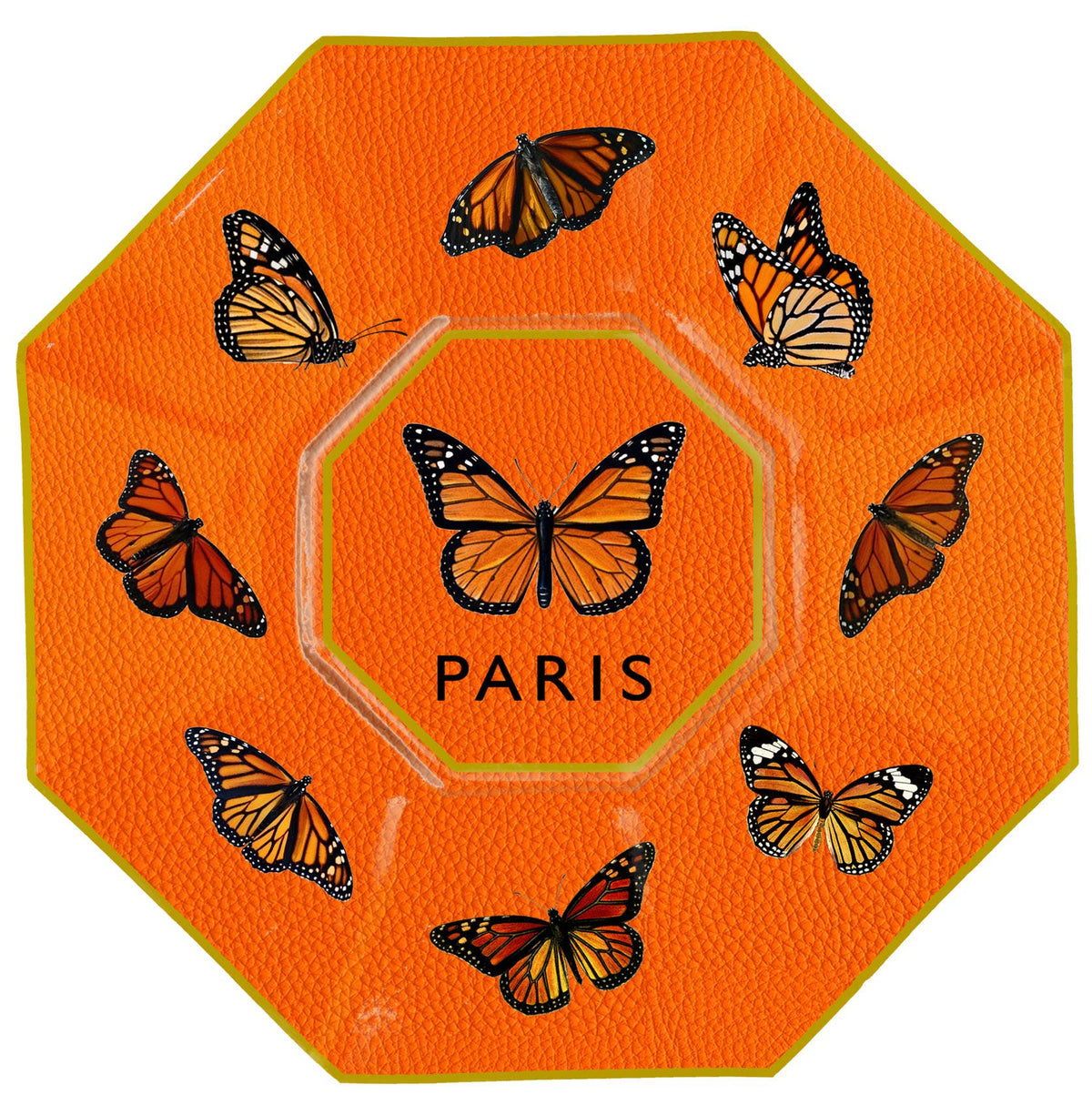Marye-Kelley Monarchs Orange Decoupage Glass Plate