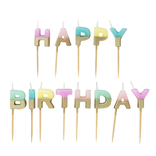 Talking Tables Happy Birthday Candles | Cake Candles | Pastels
