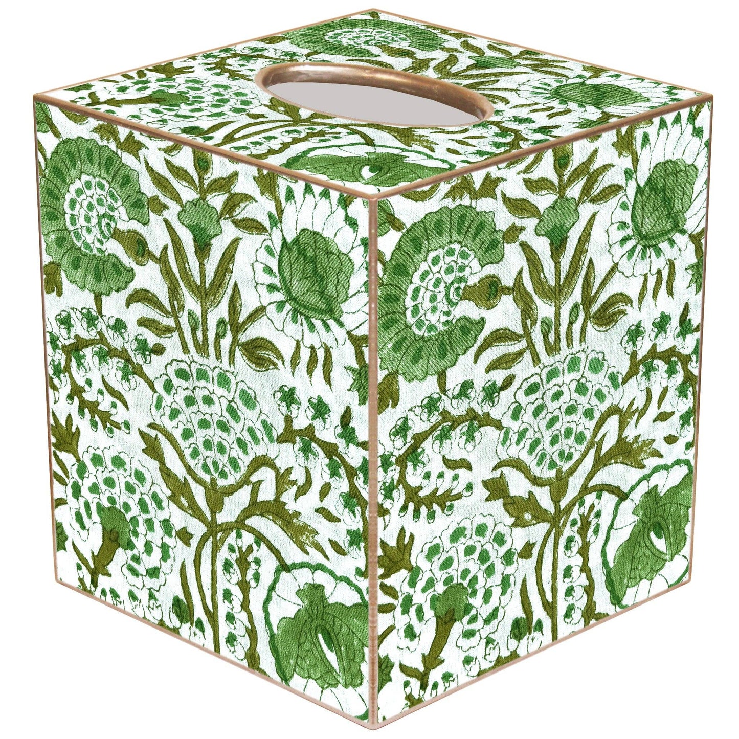 Marye-Kelley Green Floral Block Tissue Box Cover