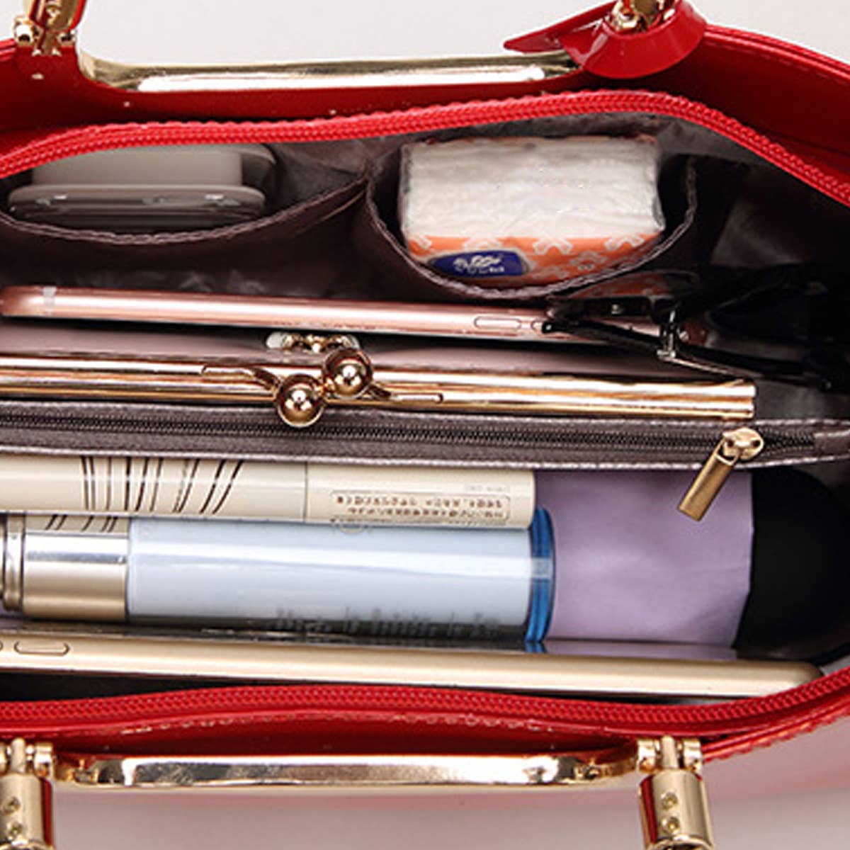 High-Gloss Patent Leather Evening Tote Bag