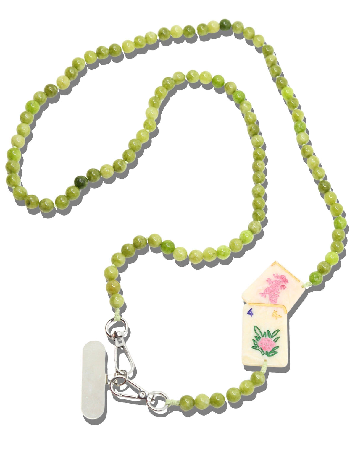 Solar Eclipse Hand-painted Flower Mahjong Crossbody Phone Chain