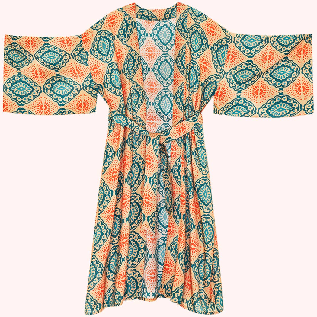 Kimono Gown - Cream Batik, by Powder Designs
