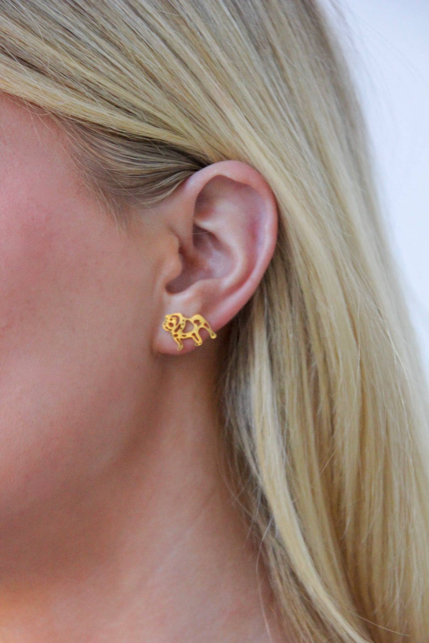 Steele Sloan Designs Dawg Mom Gold Stud Earrings with Gold Bulldog Earrings Combo