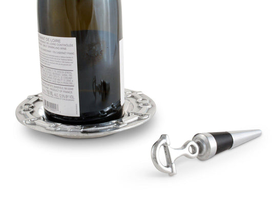 Arthur Court Equestrian Wine Coaster and Stopper Set