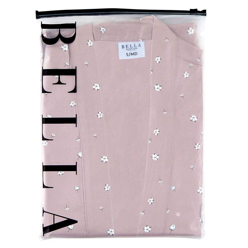 Bella Sleep + Spa Ruffled Satin Robe - Cotton Blossom