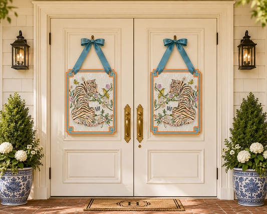 Mid Mod Large Designer Chinois Tiger Door Hangers