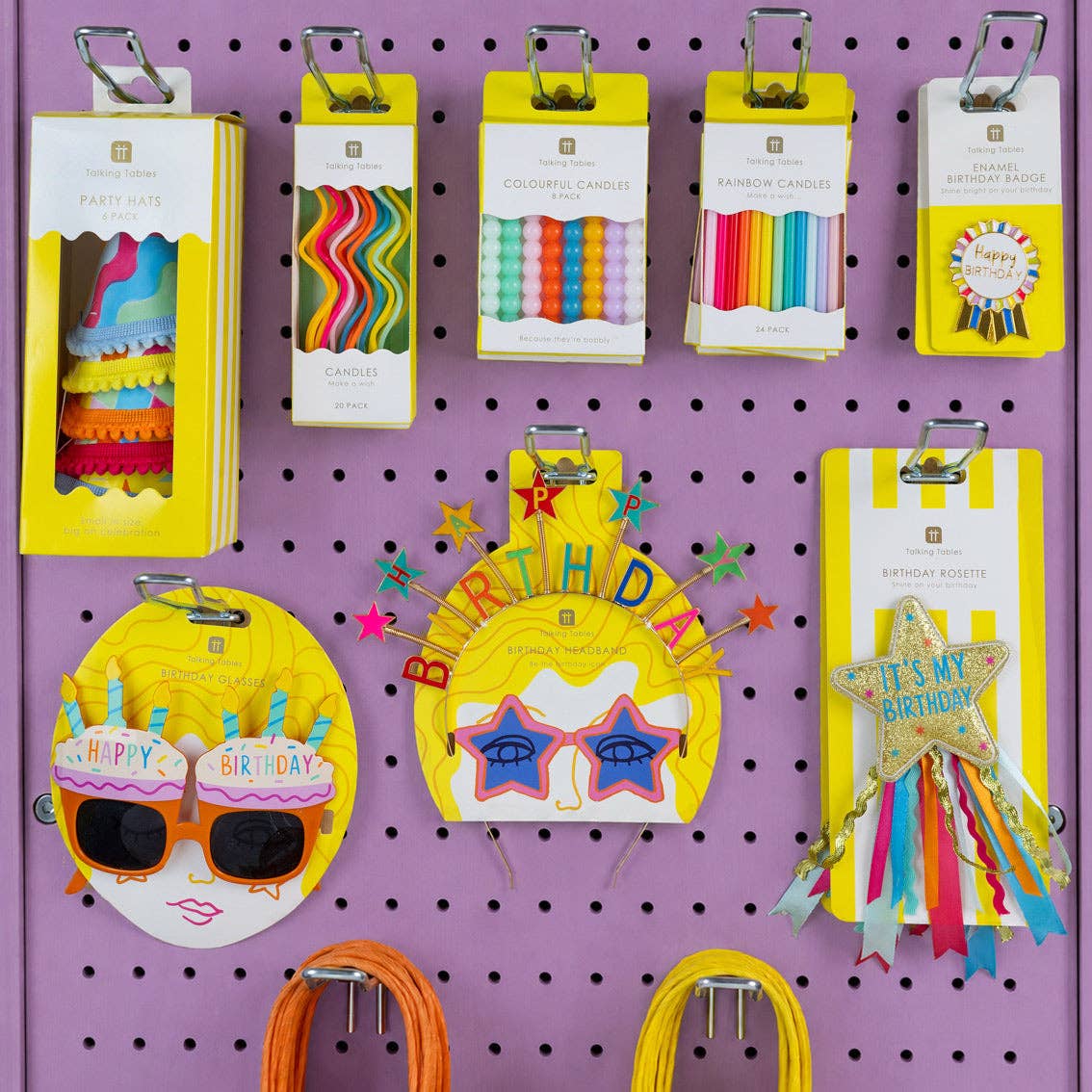 Talking Tables Rainbow Twisted Birthday Candles - 20 Pack | Cake Candles |