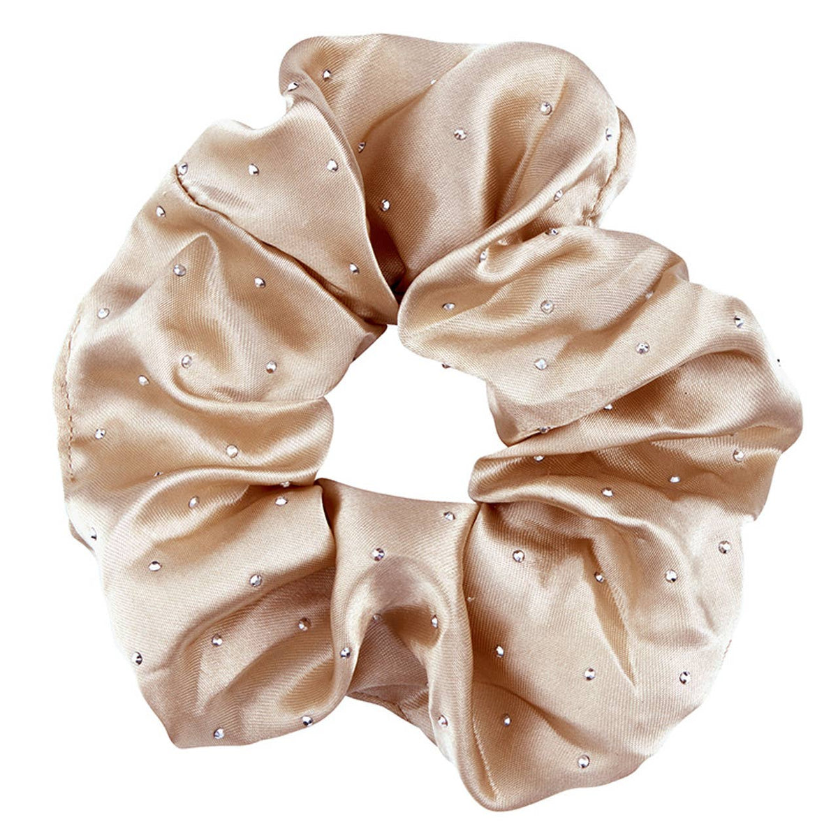 Bella Sleep + Spa Large Satin Rhinestone Scrunchie - Flax