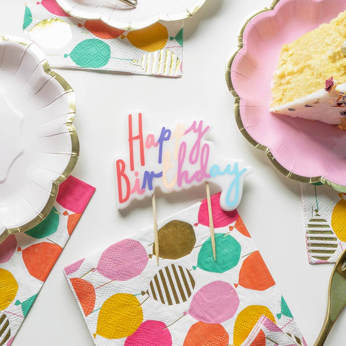Talking Tables Pastel Happy Birthday Candle | Cake Candles |