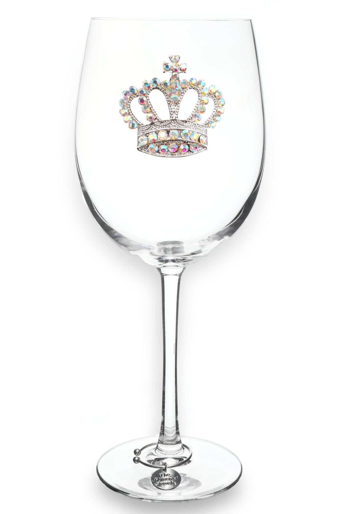 Queens' Jewels Aurora Borealis Crown Jeweled Stemmed Wine Glass