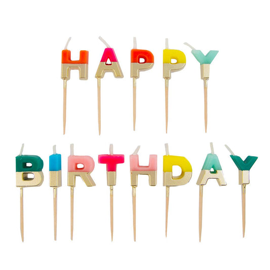Talking Tables Rainbow Happy Birthday Candles | Cake Candle | Primary Colors