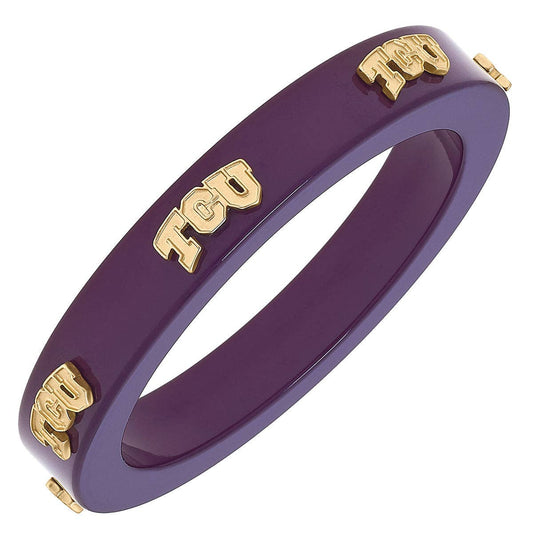 Canvas Style TCU Horned Frogs Resin Logo Bangle in Purple