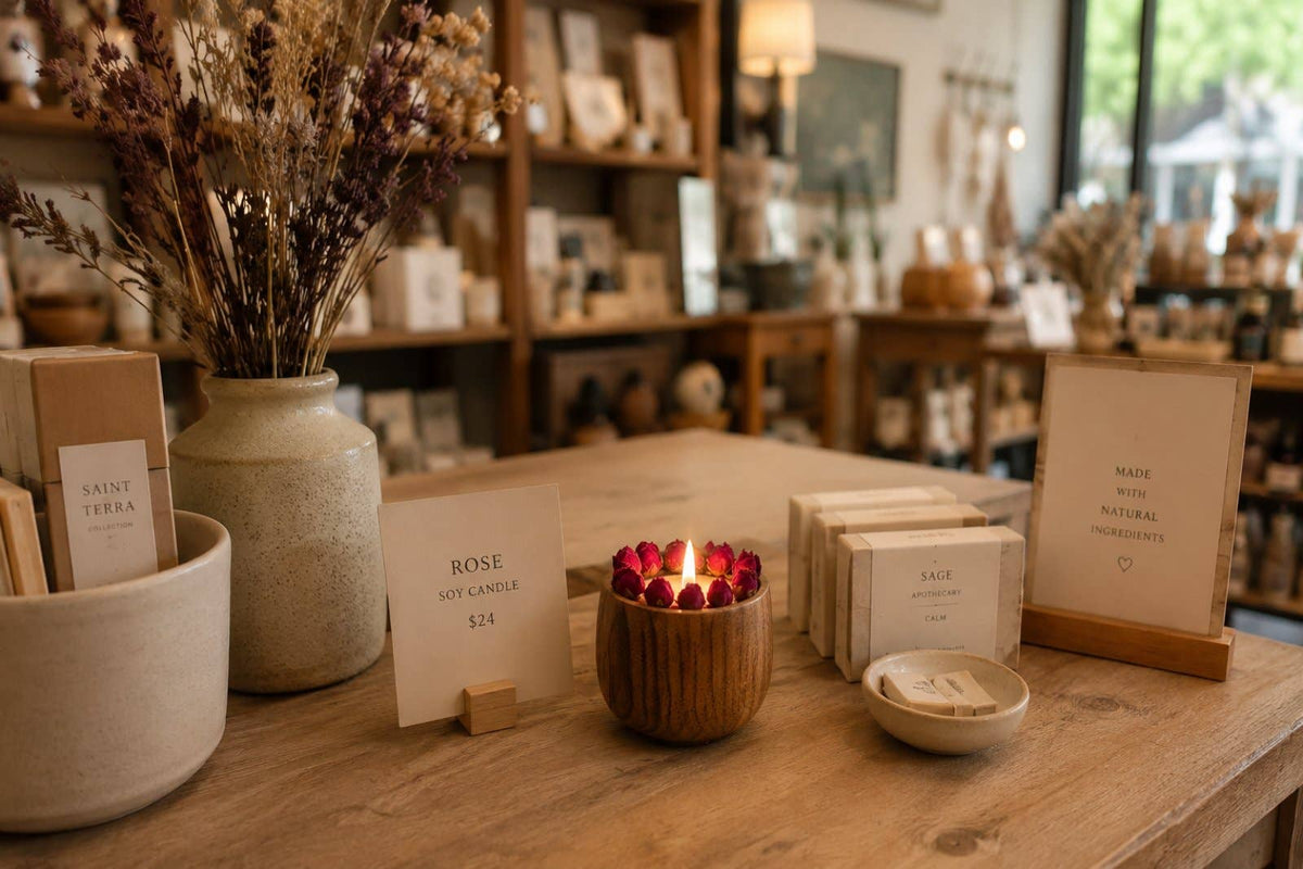 Held in Light - Blush Rose Soy Candle in Natural Wooden Bowl