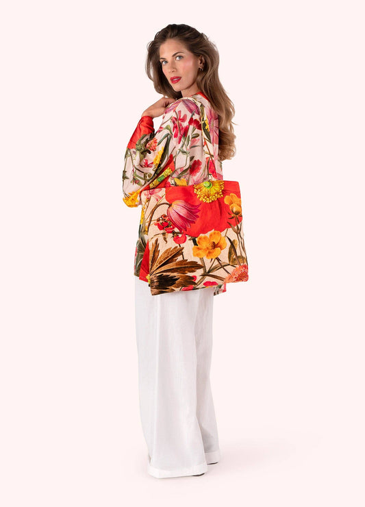 Velvet Tote Bag - Fine Flowers in Cream, by Powder Designs
