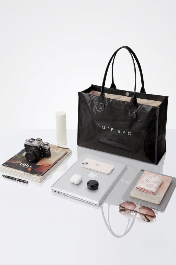 Nash Grey Black Large Capacity Vinyl TOTE BAG
