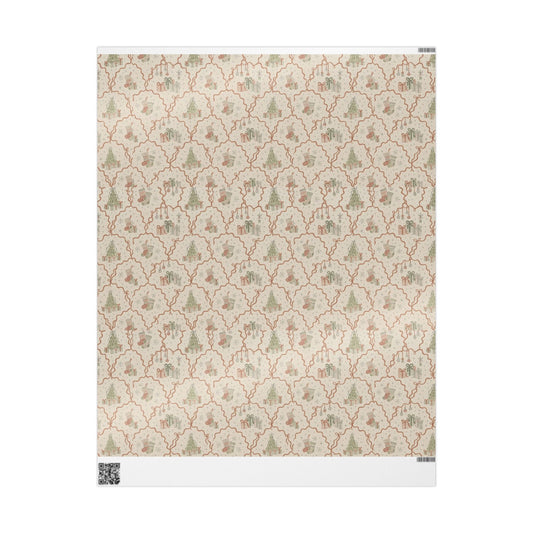 Warm Parchment Holiday Lattice Gift Wrapping Paper