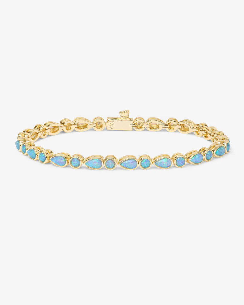 Melinda Maria Isla Tennis Bracelet, Gold/Blue Opal, 3mm, 6.5"