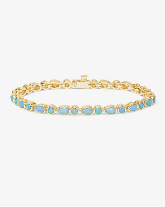Melinda Maria Isla Tennis Bracelet, Gold/Blue Opal, 3mm, 6.5"