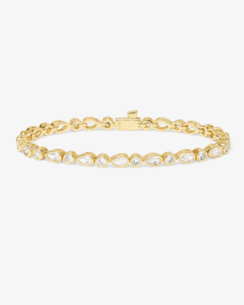 Melinda Maria Isla Tennis Bracelet, Gold/White, 3mm, 6.5"