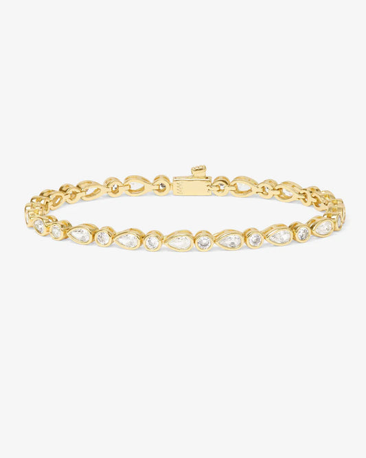 Melinda Maria Isla Tennis Bracelet, Gold/White, 3mm, 6.5"