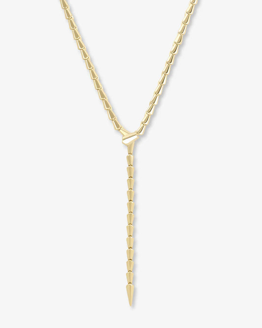 Melinda Maria Serpent Lariat Necklace, Gold, Silver