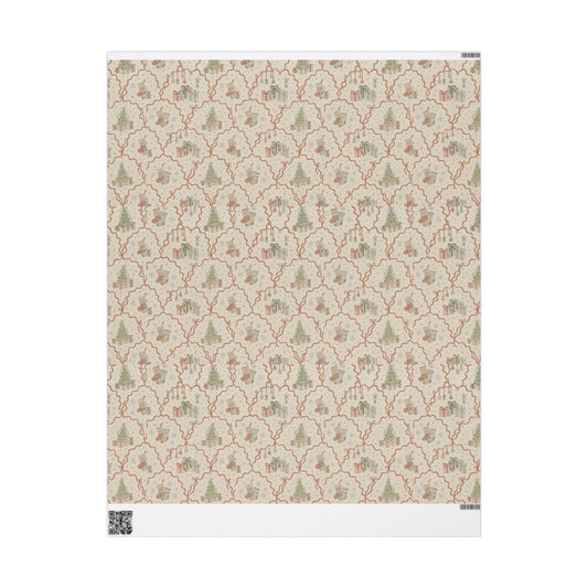 Warm Parchment Holiday Lattice Gift Wrapping Paper