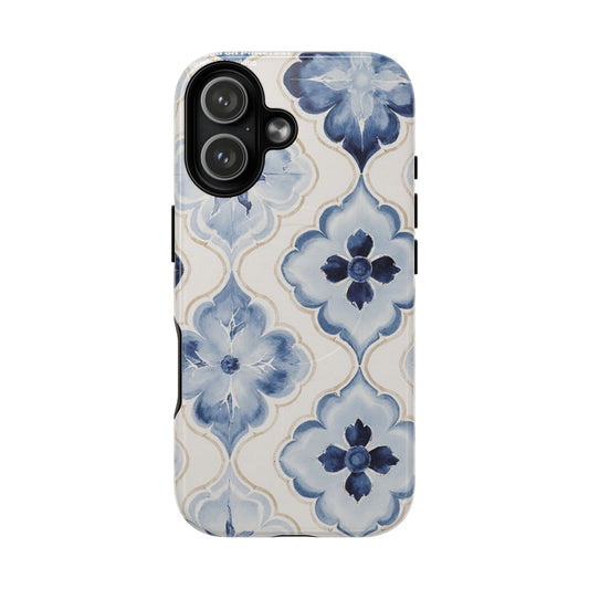 Blue Watercolor Tile Tough Magnetic Phone Cases